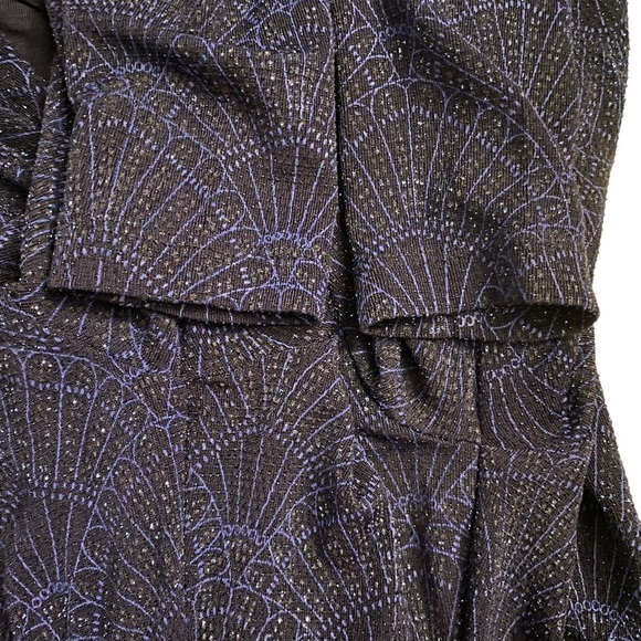 Divided Black Blue Long Sleeve Sparkle Fan Print Open Back Mini Dress 12 - Picture 12 of 14